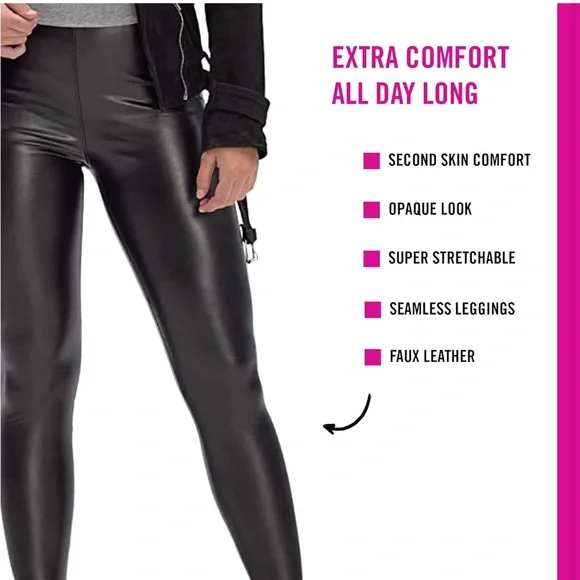 HUE Women's Black Faux Leather Pants - Picture 3 of 5